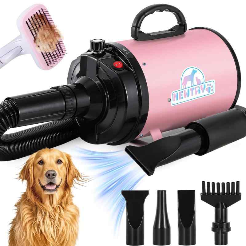 NEWTRY ペットドライヤー ペットヘアードライヤー ブロワー 無段階速度制御 送風機 3つのノズル付き 黒、白、ピンク、ネイビー 風速、温度調整可能 110V PSE取得商品｜LiLishop6