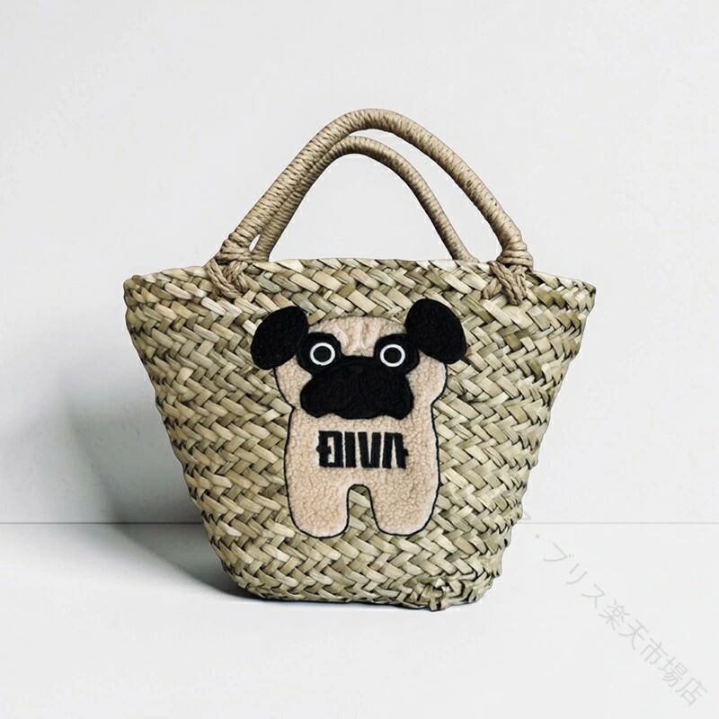 犬 グッズ 猫 グッズ 3D 刺繍 犬 イッヌ かご バッグ 麦わら バッグ マチ 広 お散歩 バッグ ストローバッグ お買い物 バッグ アウトドア オシャレ 30代 40代 コーディネート ファッション トレンド 最新 人気 もこもこ わんこ 京都 セレクトショップ divacloset