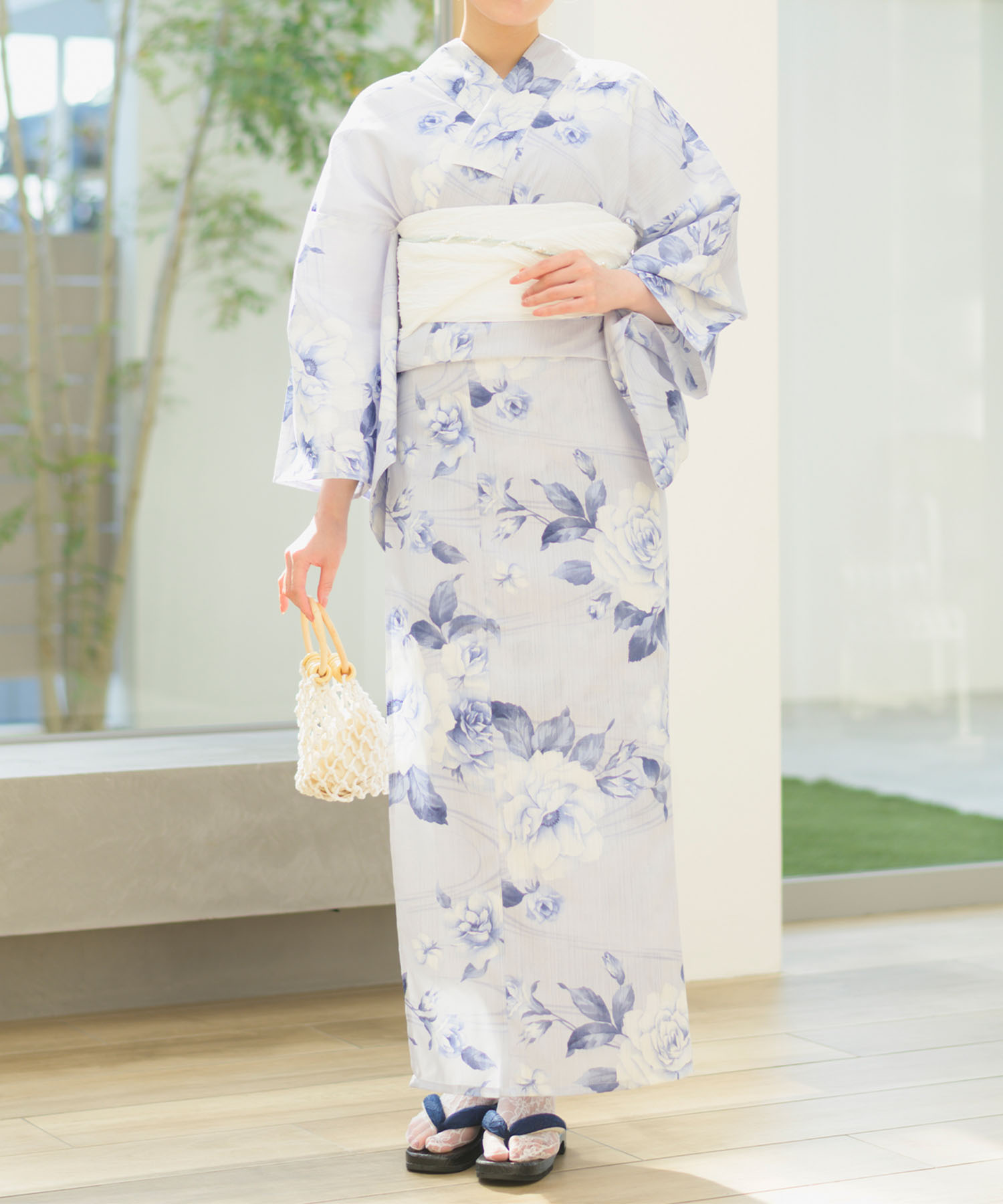 【CELEN】浴衣 ゆらめき牡丹 下駄付き5点セット 夏宵浴衣 ゆらめき牡丹 下駄付き5点セット(浴衣・兵児帯・腰紐×2・下駄