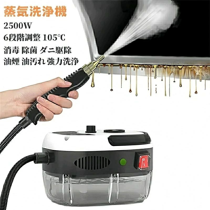 消毒剤 ダニ駆除 除菌 消毒 105℃ 6段階調整 110V 2500W 1L 小型 ハンディ 高温掃除機 蒸気洗浄機 高圧 高温|Lillysart