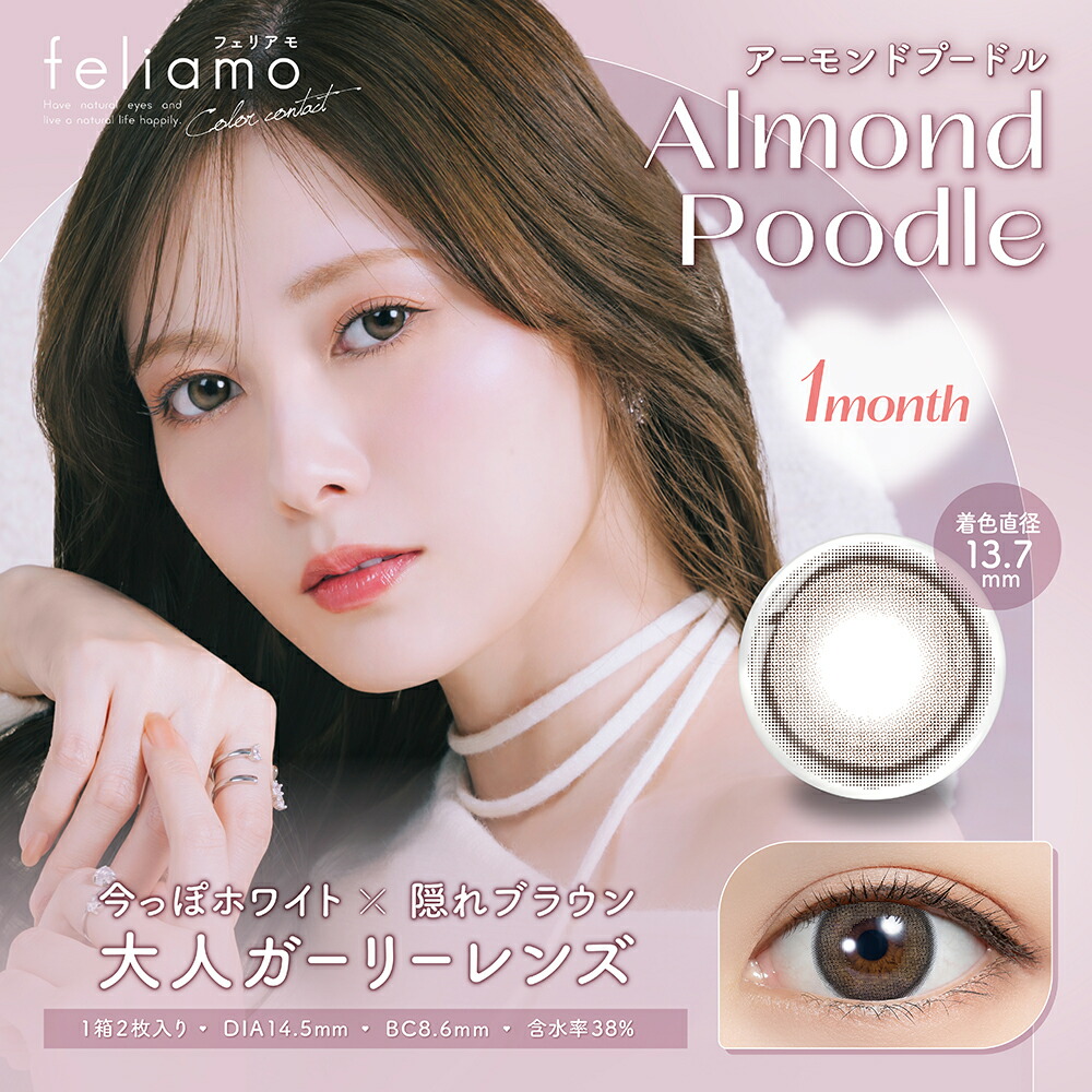 【2/2011:00販売開始！】feliamoフェリアモマンスリーカラコン1month2枚入り14.2mmカラーコンタクト白石麻衣フチなしナチュラル度なし-8.00