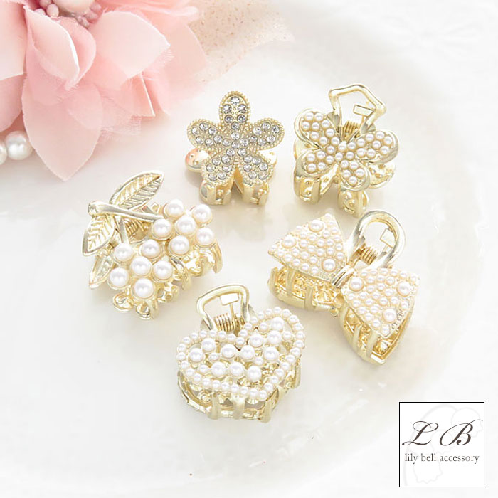 花モチーフ ヘアクリップ 金色 Honeys 和小物 髪飾り 浴衣用髪飾り ヘアクリップ 花モチーフ キュート