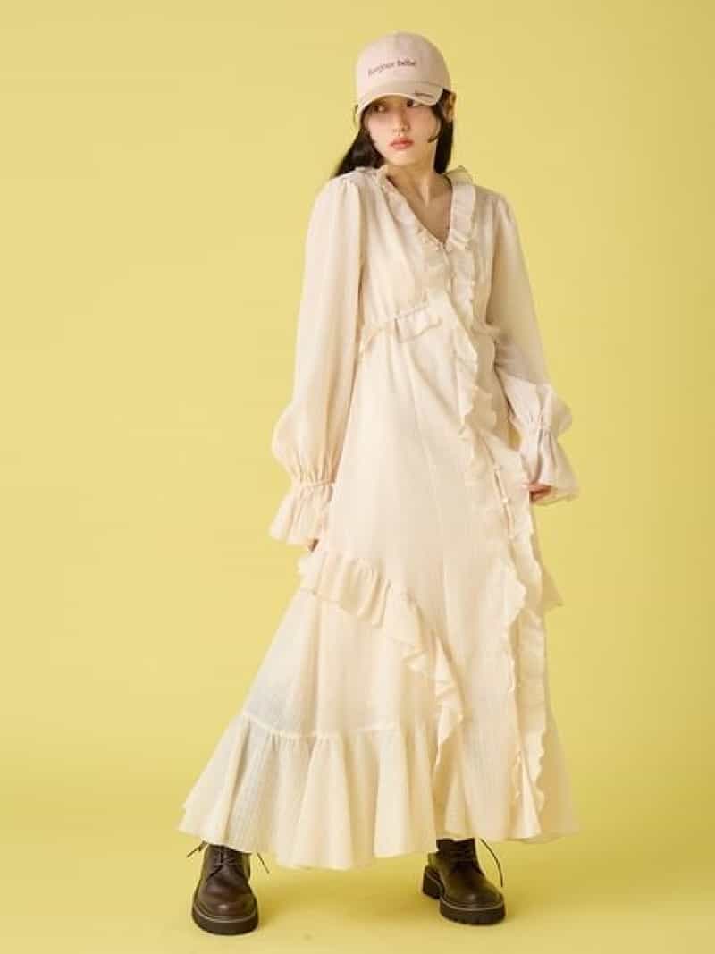 【SALE／50%OFF】フリルガウンピース LILY BROWN リリーブラウン ワンピース・ドレス ワンピース ブラウン【RBA_E】【送料無料】[ Fashion]｜LILY BROWN／リリーブラウン