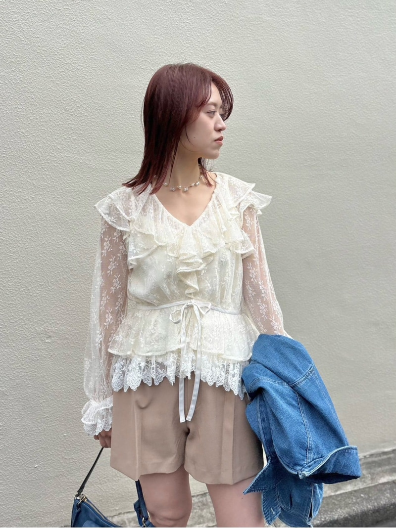 ラッフルレースリボントップス LILY BROWN リリーブラウン トップス シャツ・ブラウス ブラウン ブラック【送料無料】[ Fashion] 11,963円