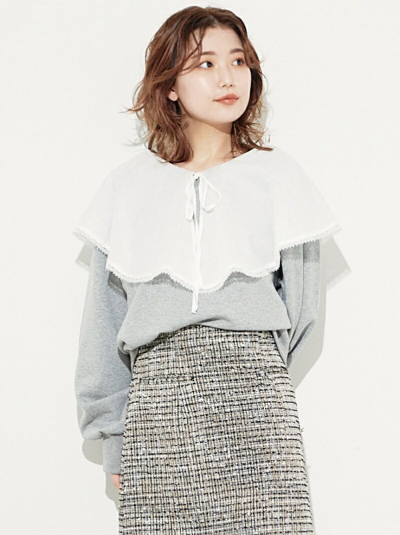 襟付きカットトップス Lily リリーブラウン カットソー Brown