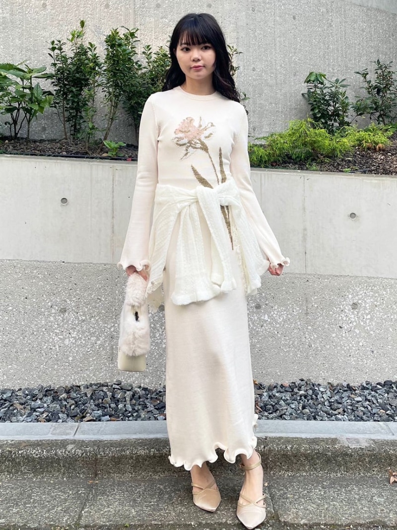 スイセンモチーフニットワンピース LILY BROWN リリーブラウン ワンピース・ドレス ワンピース ブラウン ブラック【送料無料】[ Fashion] 14,630円