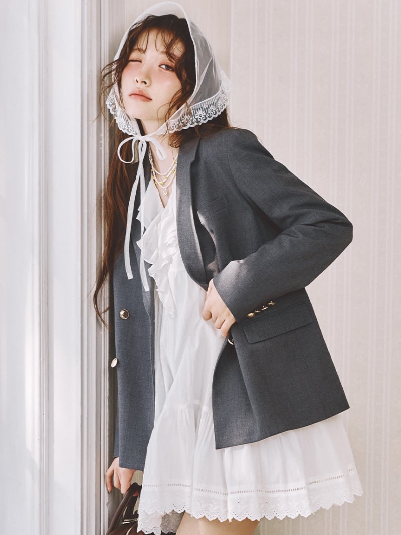 ダブルブレストジャケット LILY BROWN リリーブラウン ジャケット・アウター テーラードジャケット・ブレザー ピンク ブラウン グレー ベージュ【送料無料】[ Fashion]