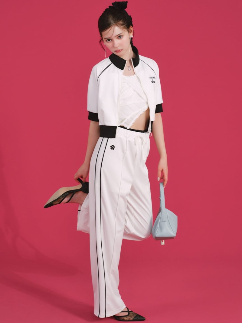 【SALE／30%OFF】【LILY BROWN×MARY QUANT】セミフレアトラックパンツ LILY BROWN リリーブラウン パンツ その他のパンツ ネイビー レッド ホワイト【RBA_E】【送料無料】[ Fashion]