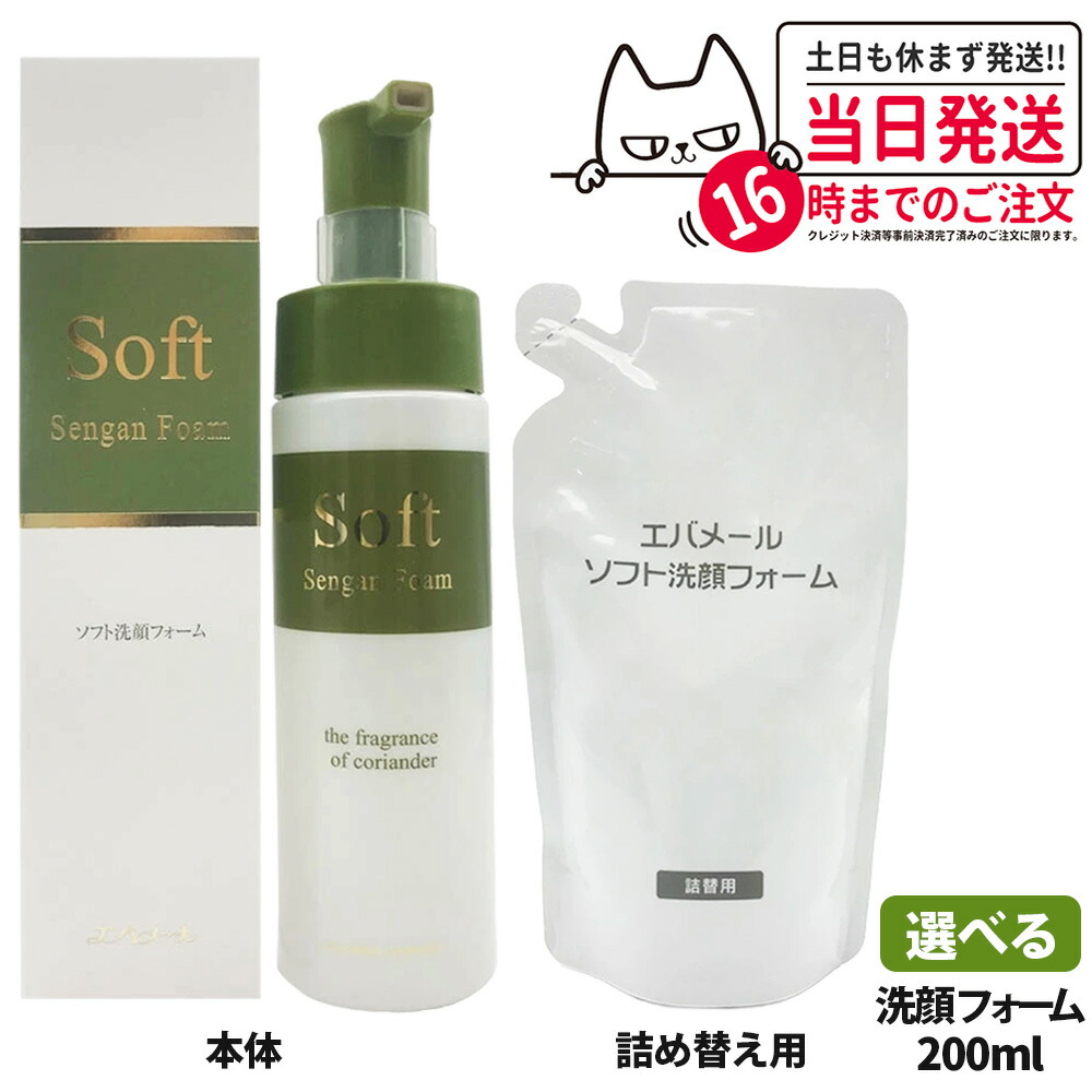 【 国内正規品】EVERMERE エバメール ソフト洗顔フォーム 200ml 本体/レフィル 泡洗顔 化粧水 乳液 スキンケア 保湿成分配合 皮脂 角質 対策 保湿ケア クレンジング 石けん 詰め替え 詰替 送料無料