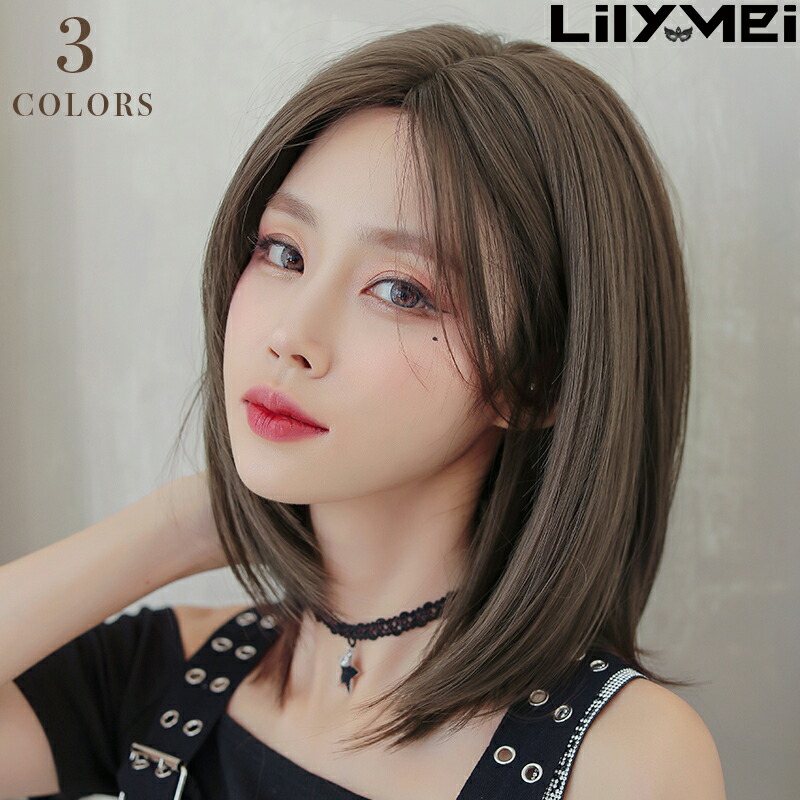楽天市場 センターパート ミディアムボブ セミロング 前髪なし ナチュラル フルウィッグ 送料無料 グラデーション カール メッシュ アッシュ 耐熱 ボブ 根元 プリン グレー ストレート 灰色 イベント フルウイッグ かわいい 女子 おしゃれ 大人 医療用 Wig ウイッグ