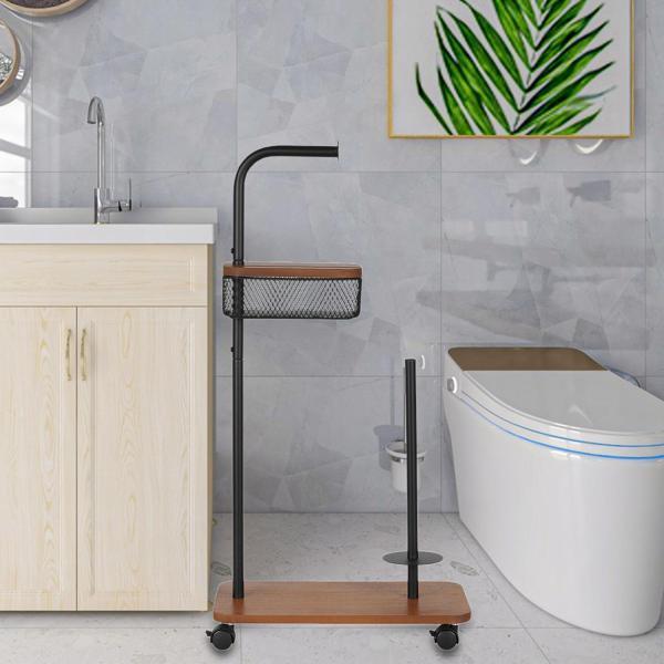 トイレットペーパースタンド ティッシュロールホルダー スマホ用ワイプ収納 DIY組み立て 多機能 大容量収納ラック