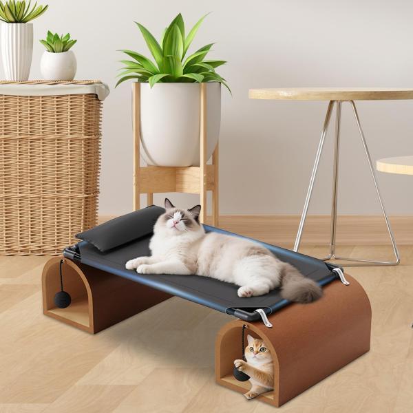 高さのある猫用寝台 通気性 兼ね合い性 上滑り打ちきり工業 ラウンジャー 庭 リビング 身寄り用 黒いこと