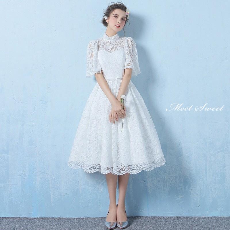 ウェディングドレス ウエディングドレス ホワイト レッド 二次会 結婚式 前撮り ブライダル カラードレス 花嫁 ミニドレス ミディアムドレス ワンピース レース|リリーズ・ハウス