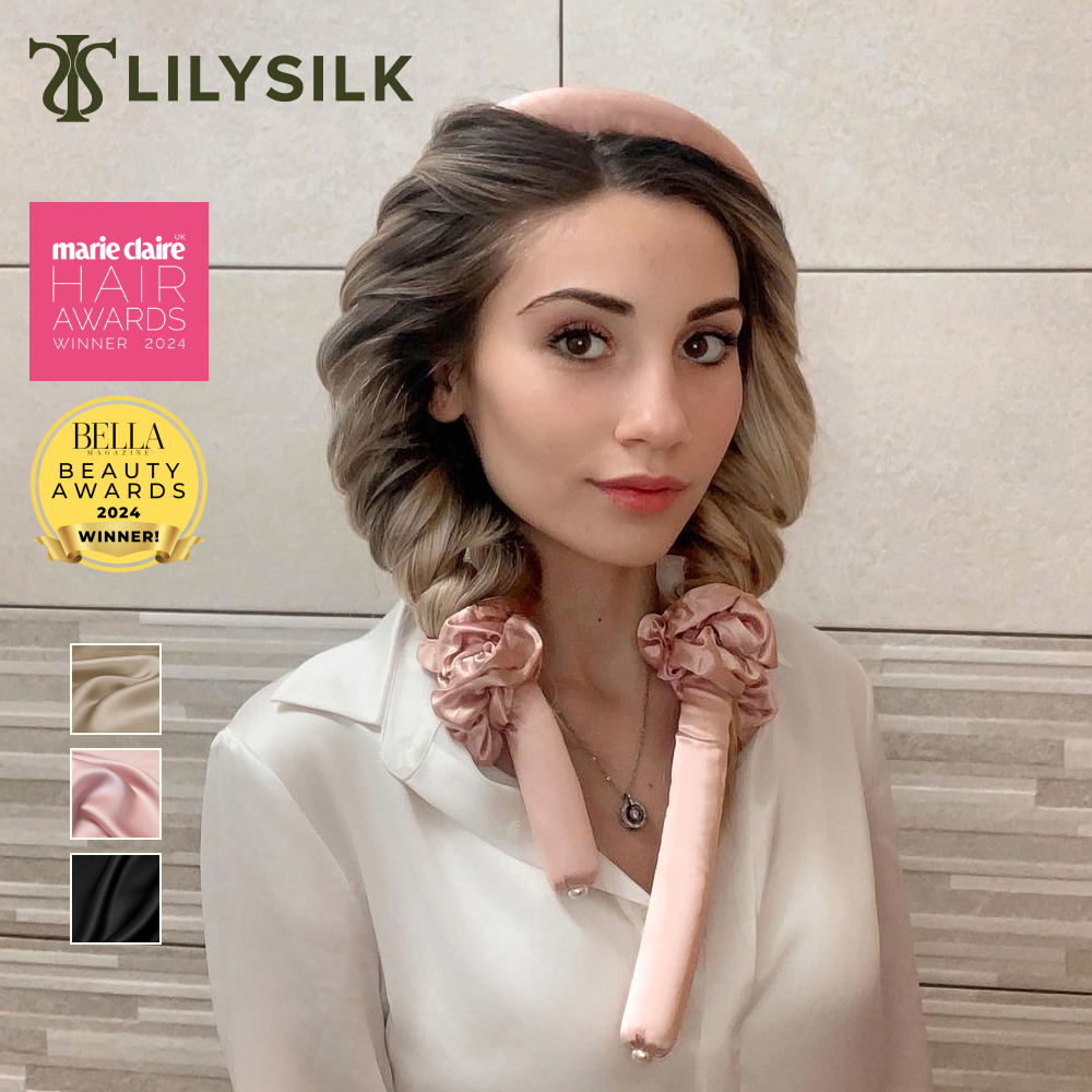 【楽天市場】LILYSILK(リリーシルク) ヘアカーラー 寝ながら ヒートレス ロング シルク 手巻きカーラー 髪に優しい ロングヘア 巻き髪  コテを使わず ヘアアレンジ ヘアバンド 無地 便利 美髪 ヘアケア ギフト プレゼント : LILYSILK