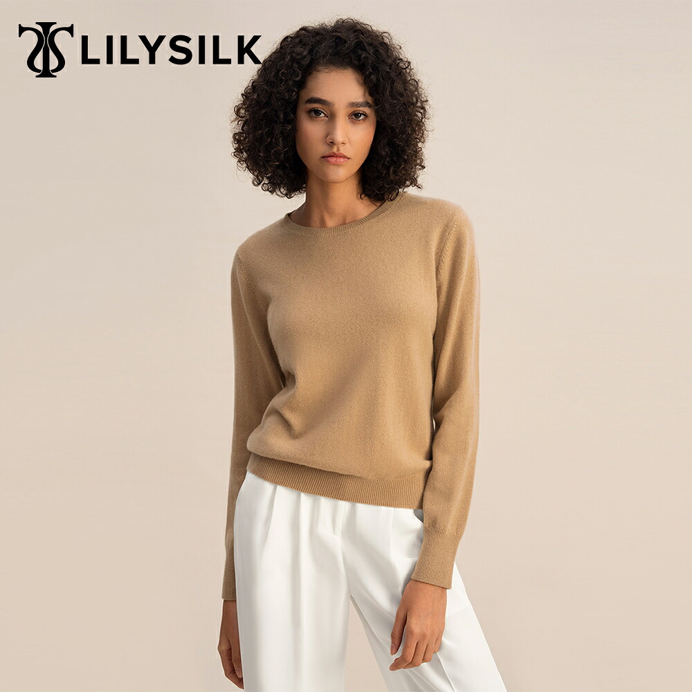 LILYSILK セーター レディース カシミヤ100% おしゃれ きれいめ 春 長袖 ニット ラウンドネック 定番 30代 40代 母の日 送料無料 ギフト プレゼント|LILYSILK