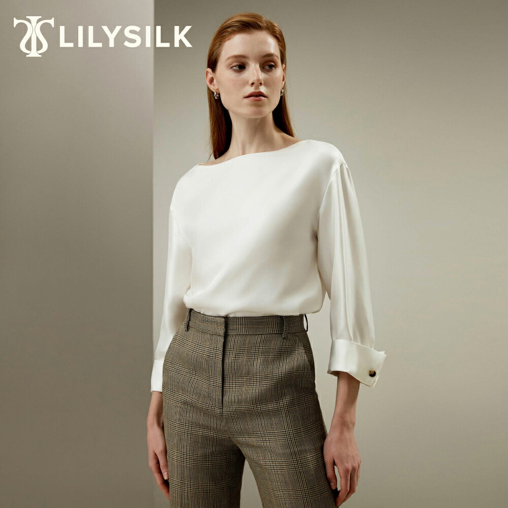 LILYSILK(リリーシルク) シルク ブラウス レディース 七分袖 夏 秋 オフィス フォーマル おしゃれ カジュアル ボートネック 上質 誕生日 プレゼント ギフト|LILYSILK