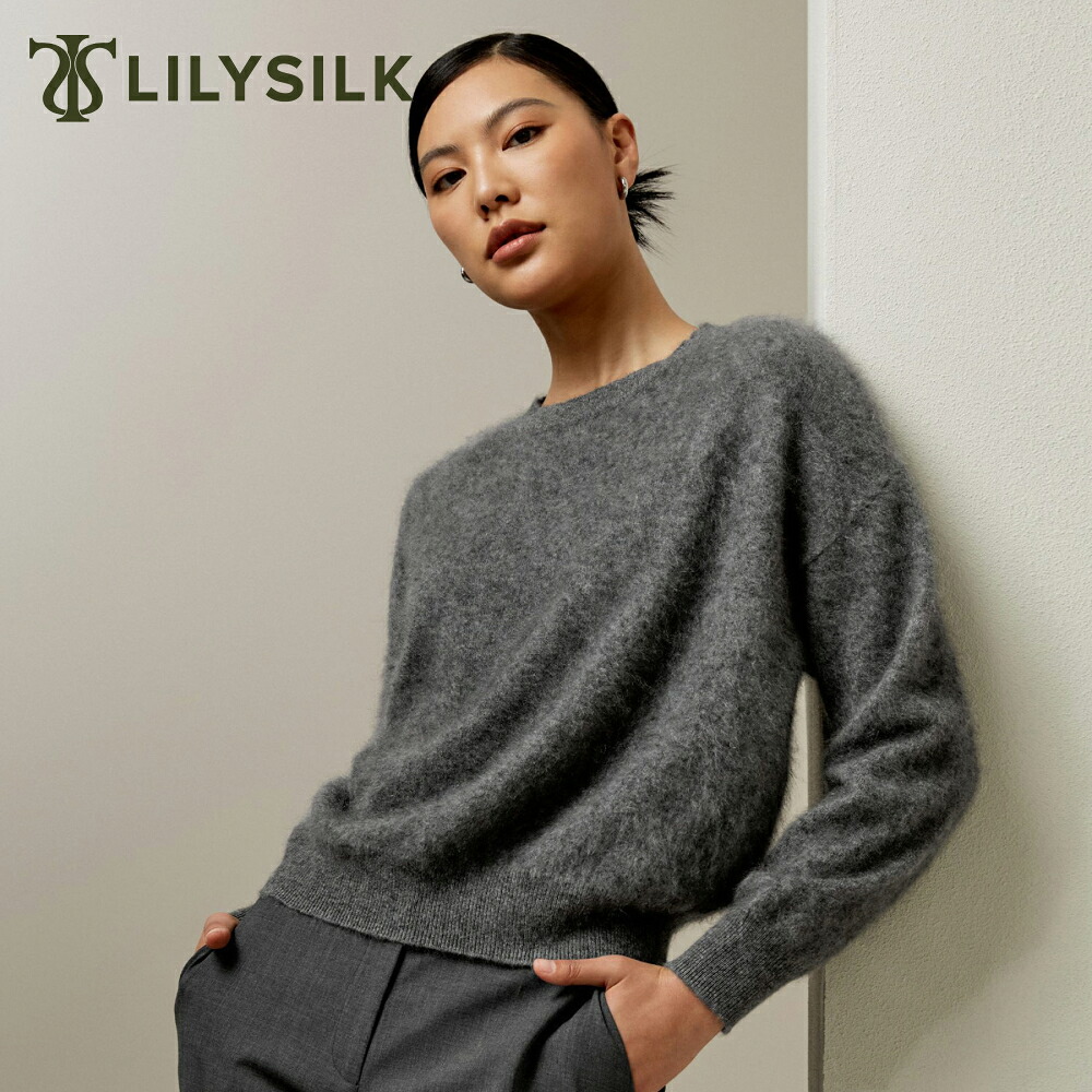 LILYSILK カシミヤ セーター レディース 秋冬 長袖 きれいめ おしゃれ カシミア100% 表起毛 グレー 白 上品 上質 高級 母の日 ギフト プレゼント 27,886円