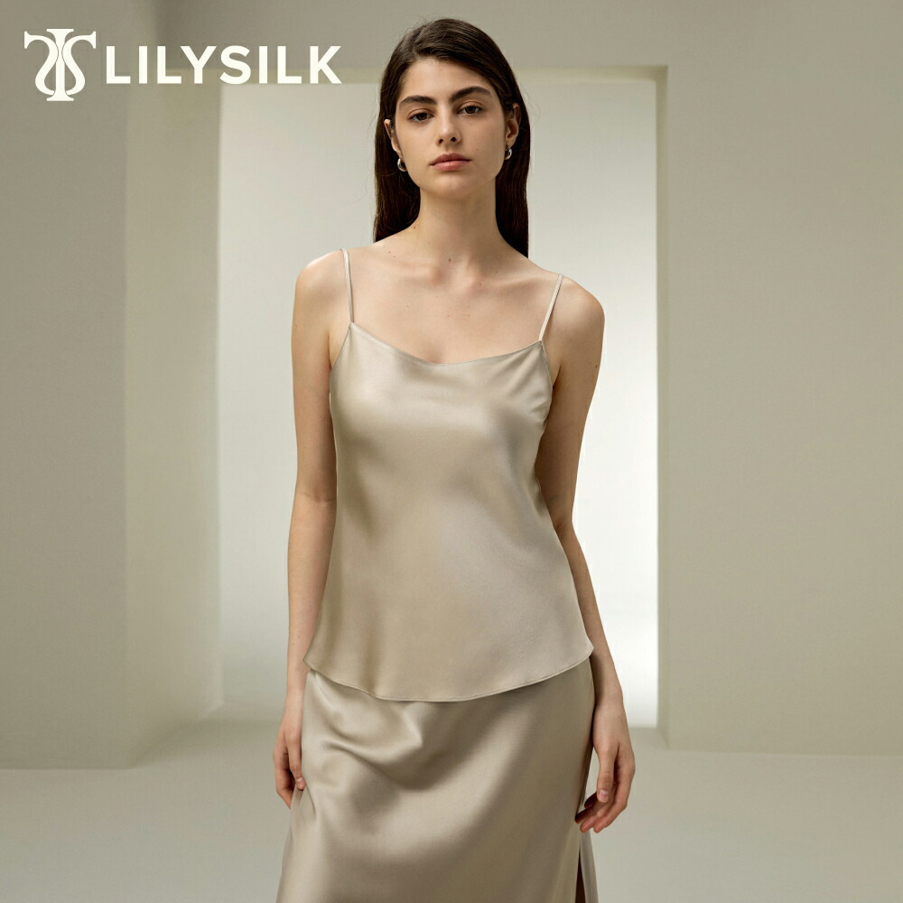 LILYSILK シルク キャミソール カップなし インナー 32匁 両面シルク100% 贅沢な質感 肌触り良い 美しい光沢 快適 調節可能なストラップ 洗濯機で洗える スリムフィット 20代 30代 40代 ギフト プレゼント