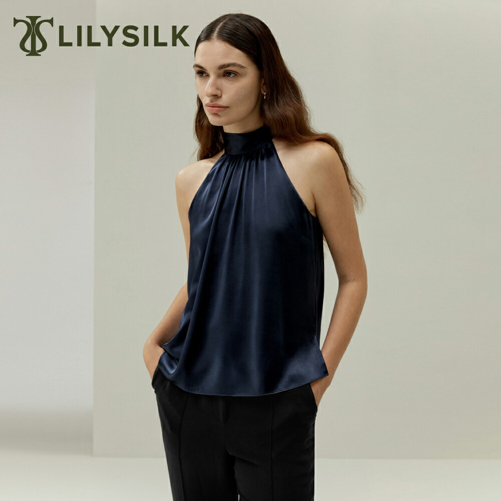 LILYSILK シルク トップス レディース ノースリーブ ホルターネック カジュアル 夏 きれいめ 大きいサイズ カジュアル ミニマル 上品 柔らかい 上質 プレゼント ギフト