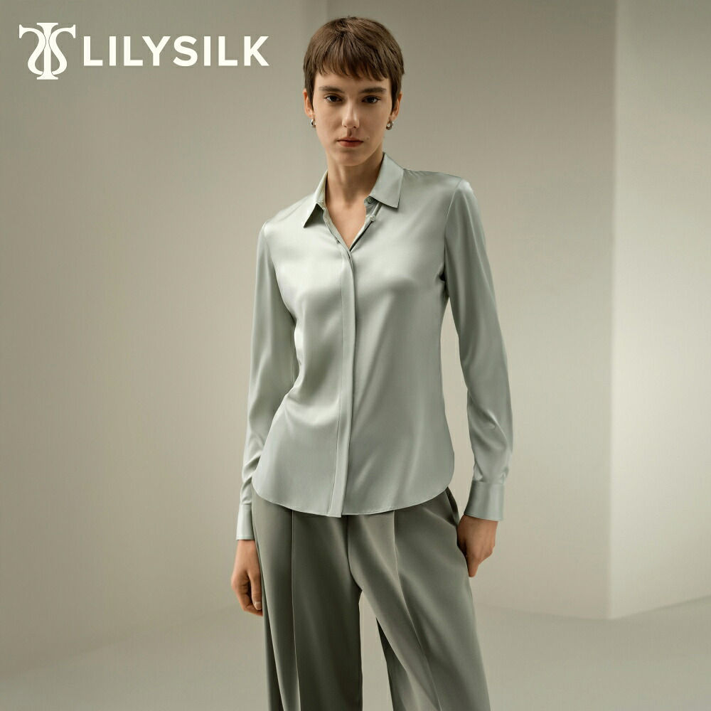 LILYSILK シルク シャツ レディース 長袖 ブラウス オフィス 春 夏 おしゃれ フォーマル 仕事 カジュアル エレガント スリムフィット 伸縮性のあるシルク 着心地よい 軽量 通気 敏感肌適用 上品 高級 ギフト プレゼント｜LILYSILK