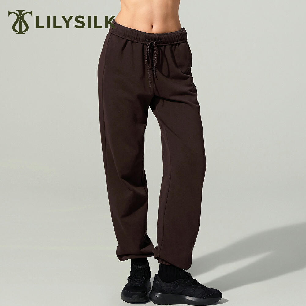LILYSILK シルク混 ジョガーパンツ レディース スウェット スポーツウェア きれいめ パンツ スポーツ 春 秋 大きいサイズ トレーニング ロングパンツ ダンスパンツ サイドポケット 裾ゴム 抗菌 低アレルギー性 SILKERRYリーズ