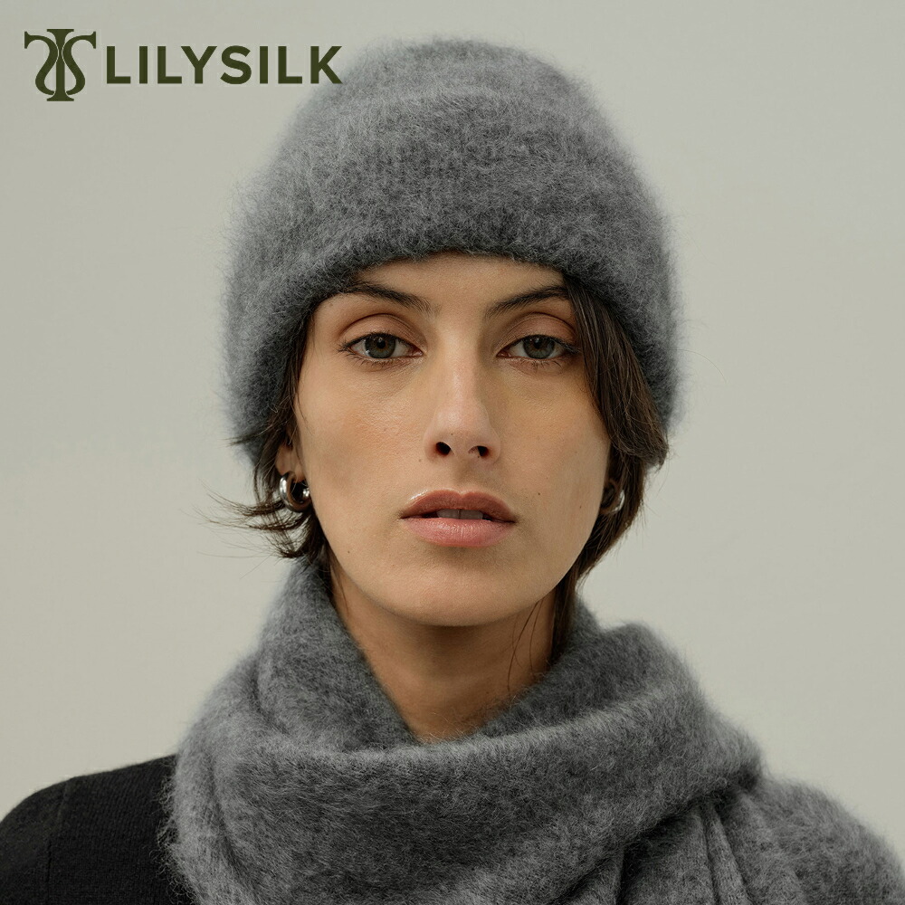 LILYSILK カシミヤ ニット帽 帽子 レディース 起毛 ニットキャップ 秋冬 大きいサイズ ブランド ビーニー ゆったり かわいい 深め 赤 レッド グレー 大きめ おしゃれ かわいい 高級 クリスマス ギフト プレゼント