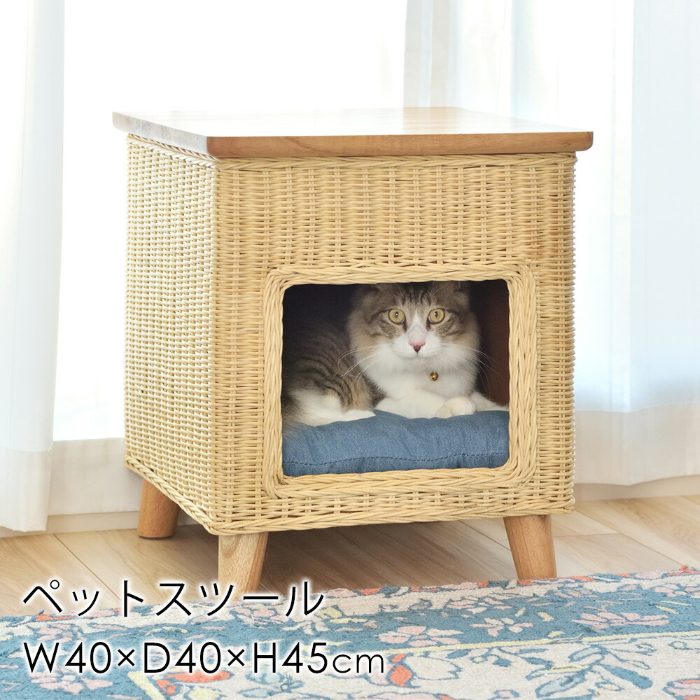 椅子 一人掛け スツール チェア 新生活 スツール ペットハウス キャットハウス キャットタワー ネコ キャットタワー 小動物 犬 イス キャット 猫 ペット 可愛い おしゃれ 北欧 新生活 東谷 ラタン ペットスツール W40 D40 H45cm ペットハウス キャットハウス キャット