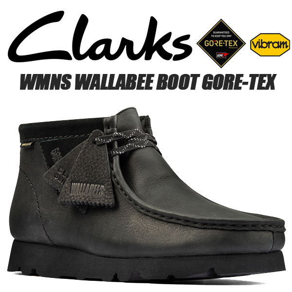 ついに再販開始！】 CLARKS WMNS WALLABEE BOOT GORE-TEX BLACK LEATHER 26163279 クラークス  ウィメンズ ワラビーブーツ ゴアテックス レディース ブラック レザー GTX 防水 ビブラムソール fucoa.cl