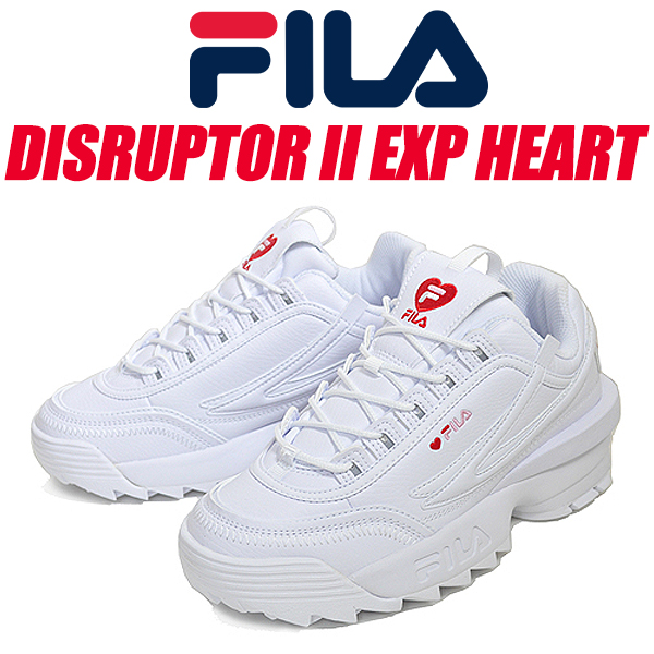 FILA DISRUPTOR II EXP HEART WHITE/RED wfw23040-155 フィラ ディスラプター 2 EXP レディース スニーカー ホワイト レッド ハート 厚底画像