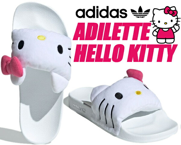 adidas ADILETTE HELLO KITTY FTWWHT/CBLACK/PINKFUS ig8419 アディダス オリジナルス x ハローキティ アディレッタ サンダル SANDAL SLIDES サンリオ レディース メンズ スライド画像