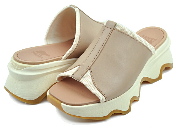 [ 尖んがり5倍\u0026最大限度2000円OFF引き換え証 ] SOREL KINETIC IMPACT SLIDE HIGH SANDAL HONEST BEIGE/HONEY WHITE nl4961-247  ソレル キネティック 差しひびき 横すべり 御機嫌 サンダル ベージュ レディース 厚底