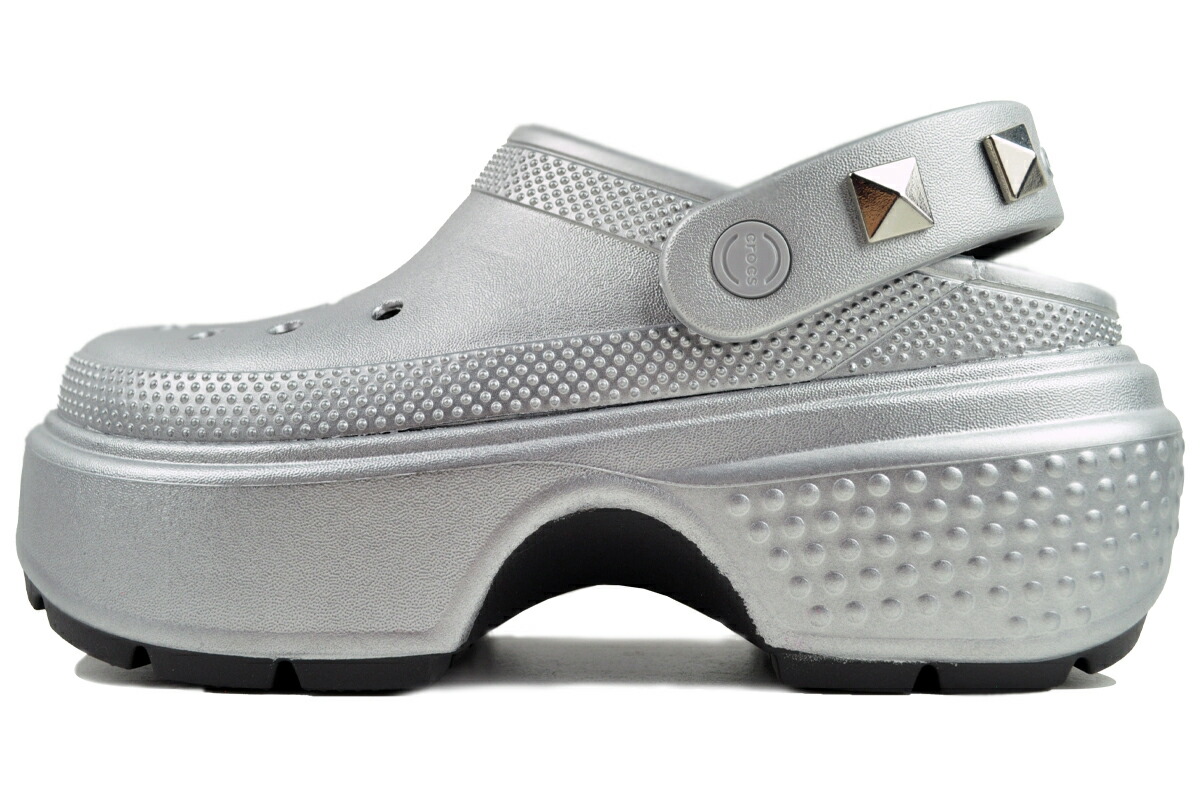 【新品未使用】crocs ストンプメタリックメリージェーン シルバー 24cm crocs クロックス crocs【メンズ レディース サンダル】Stomp