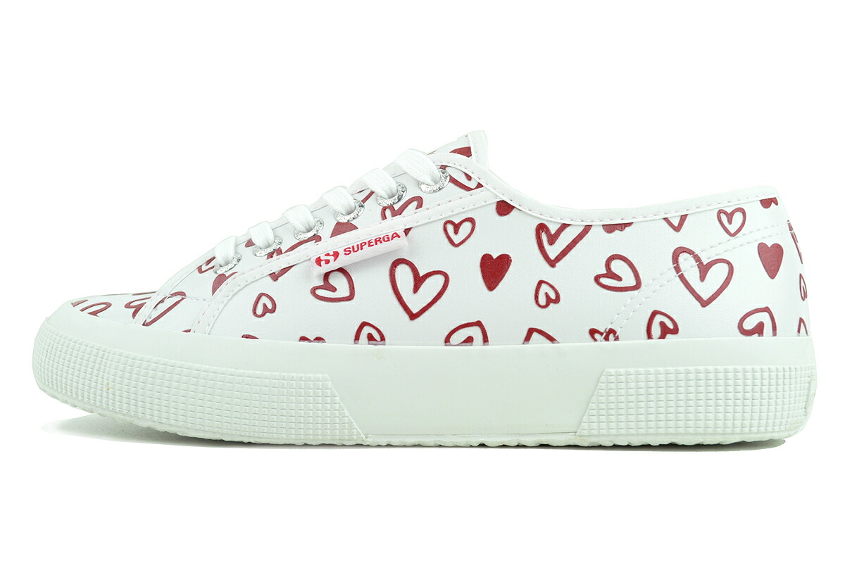 SUPERGA 2750 VEGAN MATERIAL CUTE HEARTS PRINT WHITE/RED HEARTS s81428w-a15 スペルガ 2750 キュート ハート ホワイト レッド レディース スニーカー
