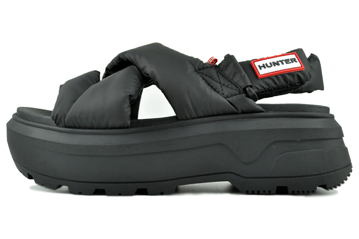 [ ポイントUP & 最大2000円OFFクーポン ] HUNTER U CITY REBEL PUFFED CROSSOVER SANDAL BLACK ufd3116nyl-blk ハンター ユニセックス シティ リベル パフド クロスオーバー サンダル ブラック｜LIMITED EDT