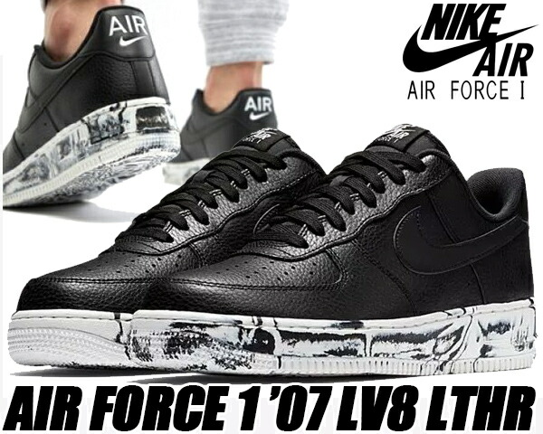 楽天市場 Nike Air Force 1 07 Lv8 Lthr Black Black Summit White ナイキ エアフォース 1 07 スニーカー マーブル ブラック レザー メンズ 靴 Limited Edt