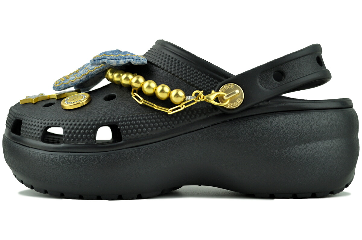 crocs CLASSIC PLATFORM DENIM GLITZ CLOG BLACK 213114-001 クロックス クラシック プラットフォーム デニム グリッツ クロッグ ブラック