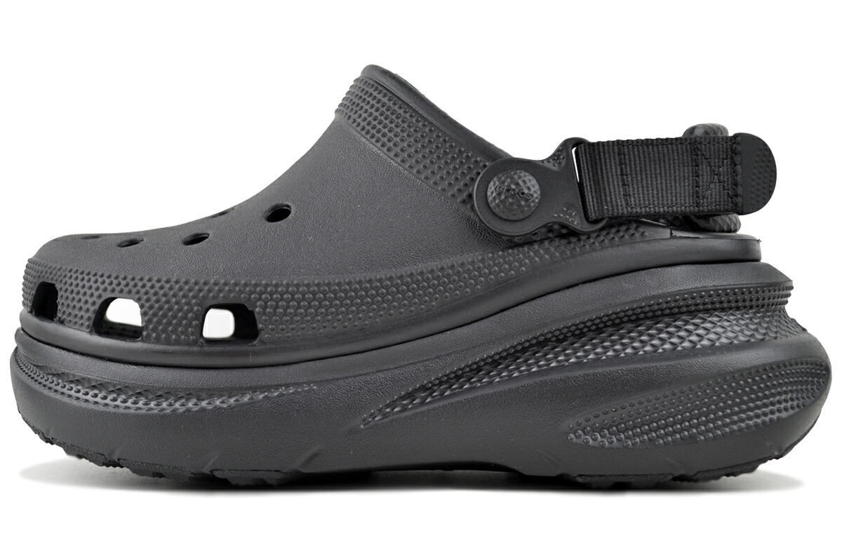 [ 尖んがり5倍\u0026最大限度2000円OFFクーポン券 ] crocs NEW CRUSH CLOG BLACK 213448-001 クロックス ニュー 衝突 クロッグ 黒いこと