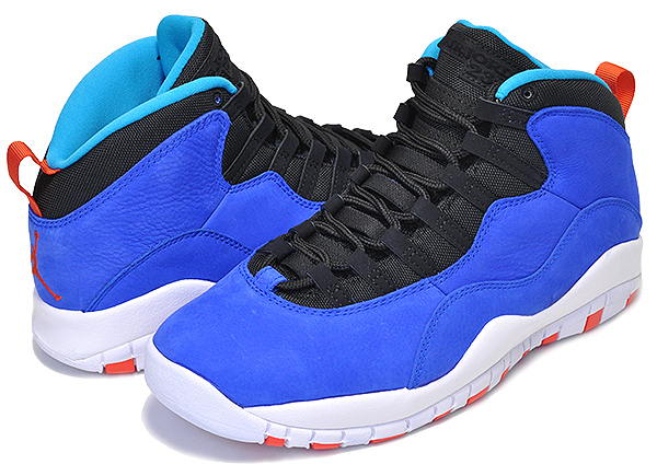 orange and blue jordan 10