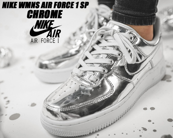 楽天市場 Nike Wmns Air Force 1 Sp Chrome Metallic Silver Wht Cq6566 001 ナイキ ウィメンズ エアフォース 1 スペシャル レディース シルバー スニーカー Af1 シャイニー クローム Limited Edt