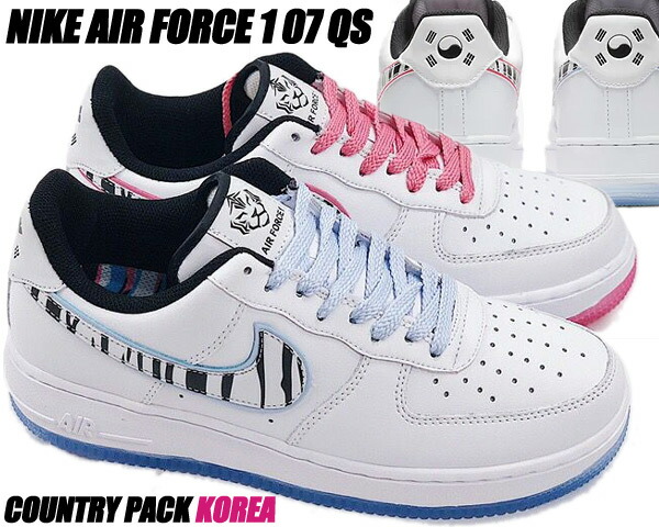 楽天市場 Nike Air Force 1 07 Qs South Korea Wht Blk Multi Color Cw3919 100 ナイキ エア フォース 1 07 Qs スニーカー 韓国 タイガー Limited Edt