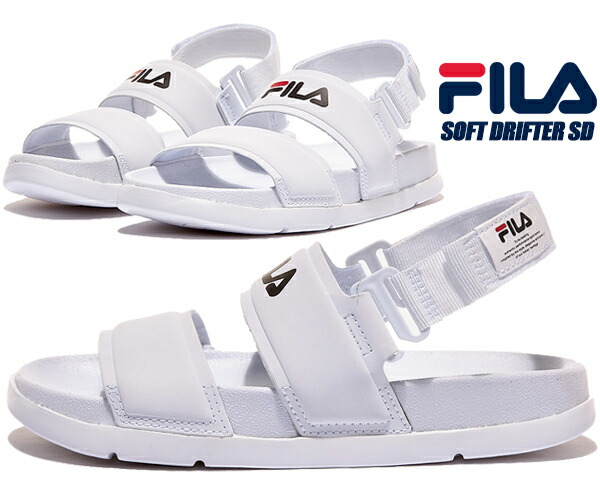FILA SOFT DRIFTER SD White/White/White 1sm01580d-100 フィラ ソフト ドリフター サンダル レディース ストラップ 軽量 クッション ホワイト画像