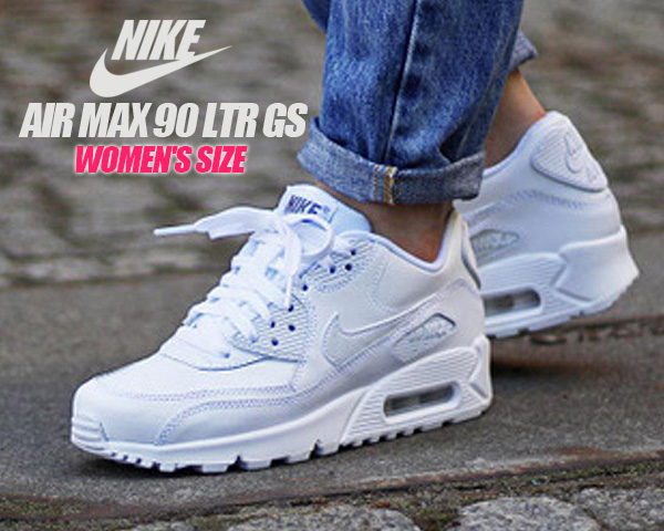 楽天市場 Nike Air Max 90 Ltr Gs White White 3412 100 ナイキ スニーカー エア マックス 90 レディースサイズ レザー ホワイト ガールズ シューズ 白 Limited Edt