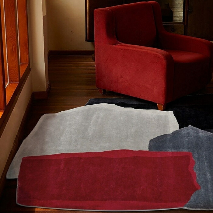 ラグ ABSTRACT ART RUG 変形ラグ 変形 四角 長方形 カーペット インテリア リビング オールシーズン オシャレ おしゃれ クール モダン 北欧 シンプル ナチュラル インダストリアル モノトーン 送料無料 Shes｜Shes