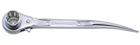 ステンレスラチェットレンチ（ショートタイプ) SRM-17X21S (トップ工業2023) 足場組立や型枠工事に 船舶等の整備補修作業に 錆を嫌う衛生関連作業に(4975180384591)