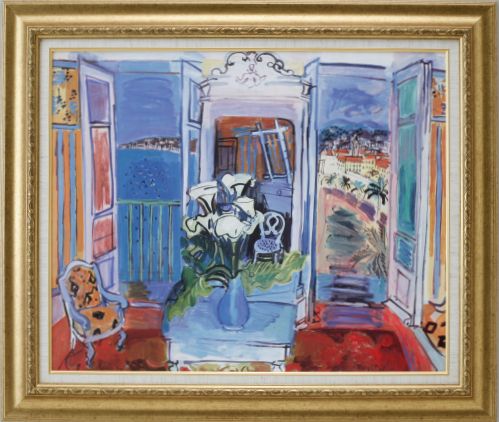 絵画 額装絵画 ラウル・デュフィ 「開かれた窓の室内」 世界の