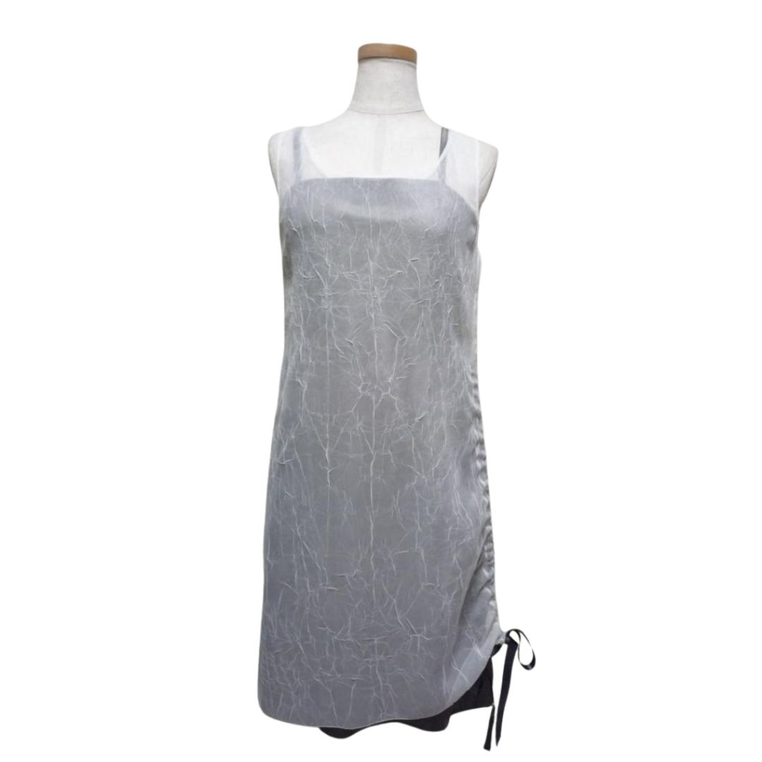 【中古】miss ashida ミスアシダ 日本製 キャミソール ワンピース シースルー 重ね着 2WAY ノースリーブ ★★★ 多少の使用感はあるが綺麗 グレー系 9号