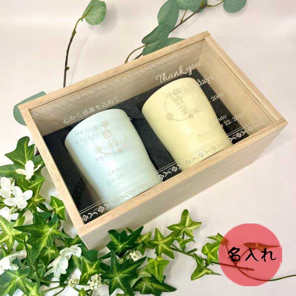 両親贈呈品 名入れ あわいろ美濃焼カップ ペアセット 陶磁器 美濃焼 焼き物 淡色 パステル 食器 カップ コップ グラス タンブラー 2個 セット結婚式 ウェディング 両親 感謝 プレゼント|Lindショップ