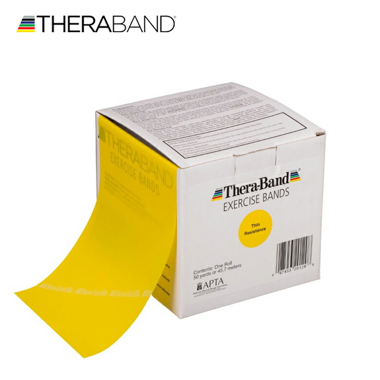 セラバンド TheraBand 1巻き 約45.7m (50ヤード) 黄色 イエロー ライト トレーニングチューブ エクササイズバンド ゴムバンド 筋トレ トレーニング 体幹 肩甲骨 インナーマッスル ストレッチ 自宅 高齢者 リハビリ 送料無料