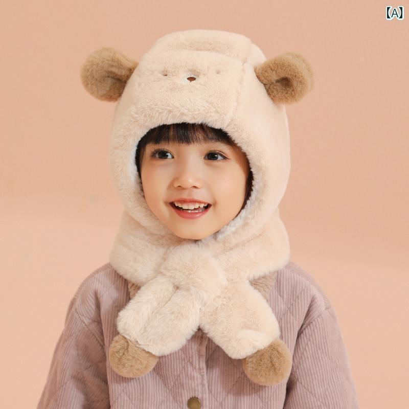 秋冬 子供用帽子スカーフのセット 男の子 赤ちゃん ネックウォーマー 防風 保温 裏地付き 厚手