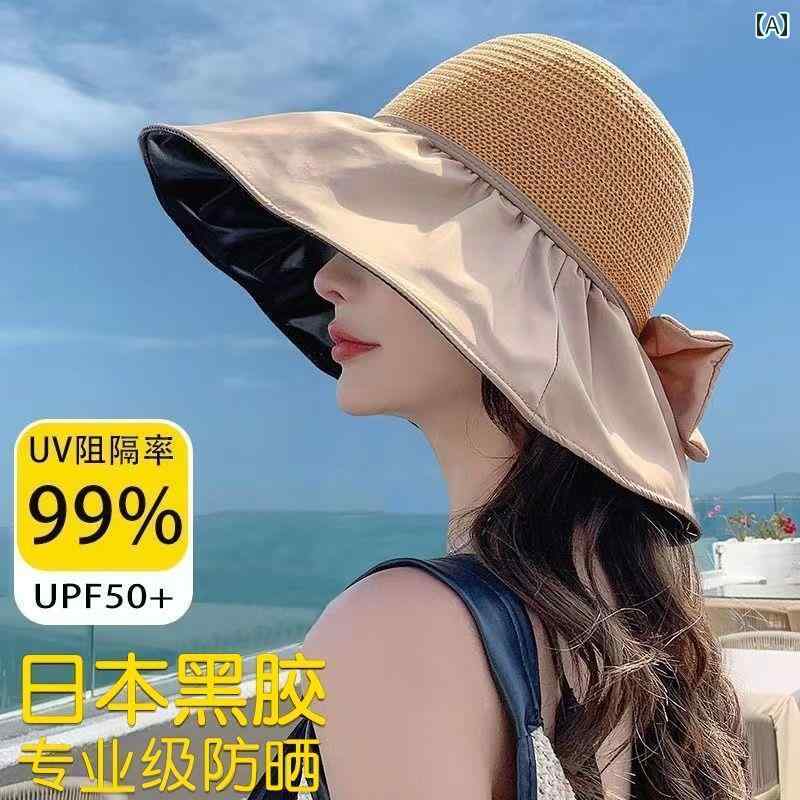 黒 接着剤 日焼け防止 折りたたみ式 フィッシャーマンハット 夏用 アウトドア 通気性 つば広 紫外線対策 サンハット カジュアル